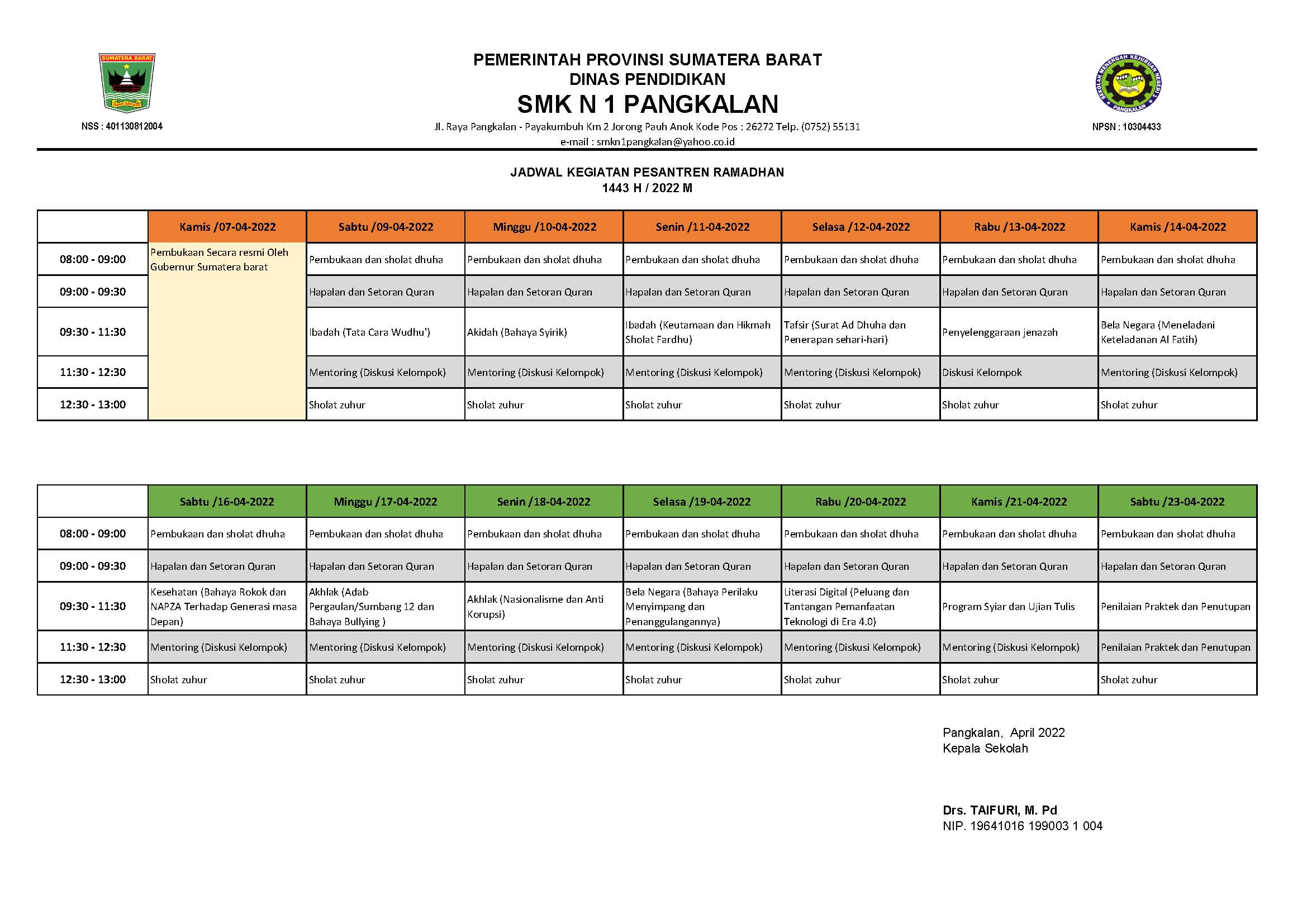 jadwal kegiatan Pesantren rev1